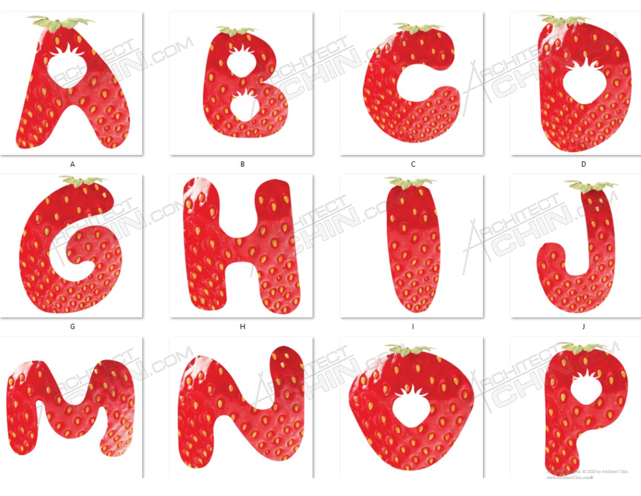 Strawberry Font Strawberry Letters Alphabet Digital Download